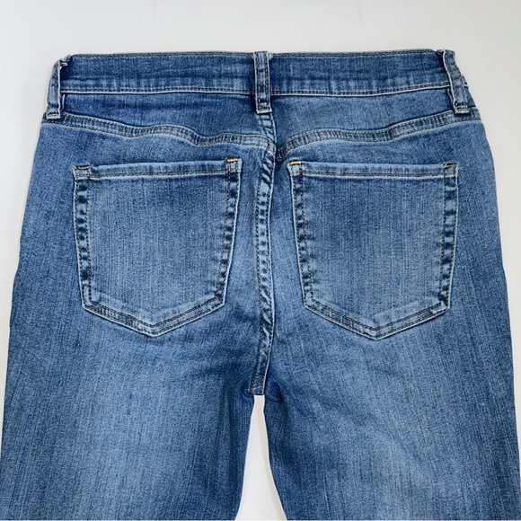 Free People Button-Fly Skinny Jeans Blue Raw Hem Mid Rise Stretch 27 - Picture 6 of 13